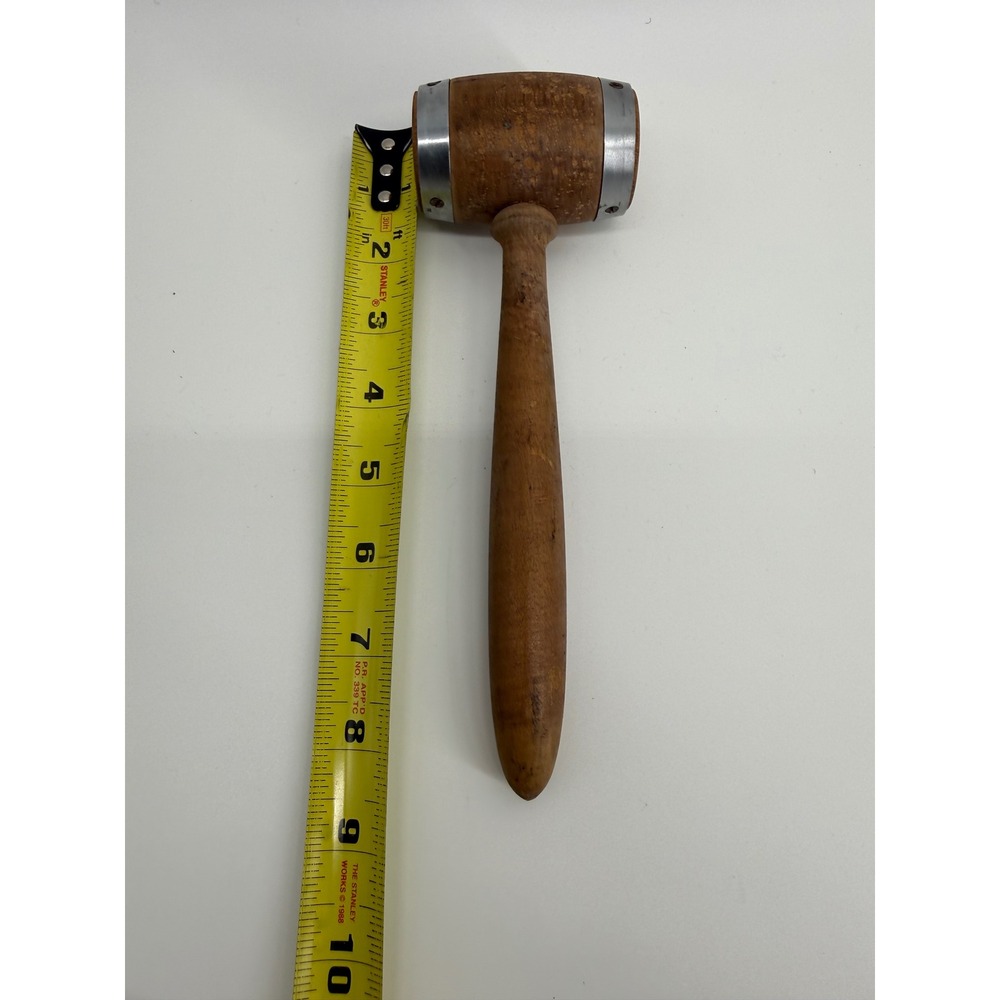 Vintage Wooden Mallet Gavel 8.5‎ Inch Wood Metal Primitive Rustic Decor - Picture 7 of 10